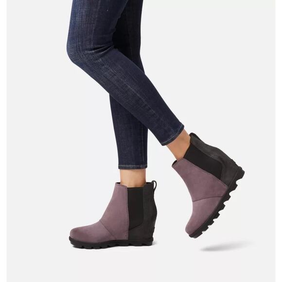 SOREL Joan of Arctic Wedge II Chelsea Boot Suede Purple Sage Size 10 NL3343-574 - Picture 2 of 12